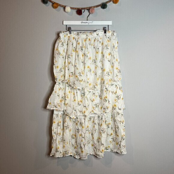 Happy Nature white floral tiered maxi skirt - Picture 1 of 5